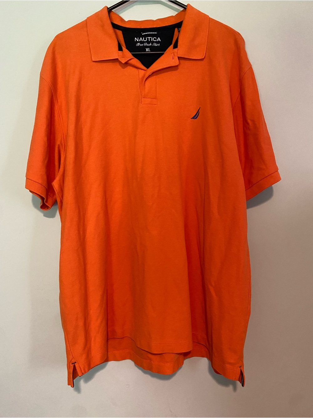 Nautica True Deck Shirt Orange Polo Men's Size XL 100% Cotton Short Sleeve